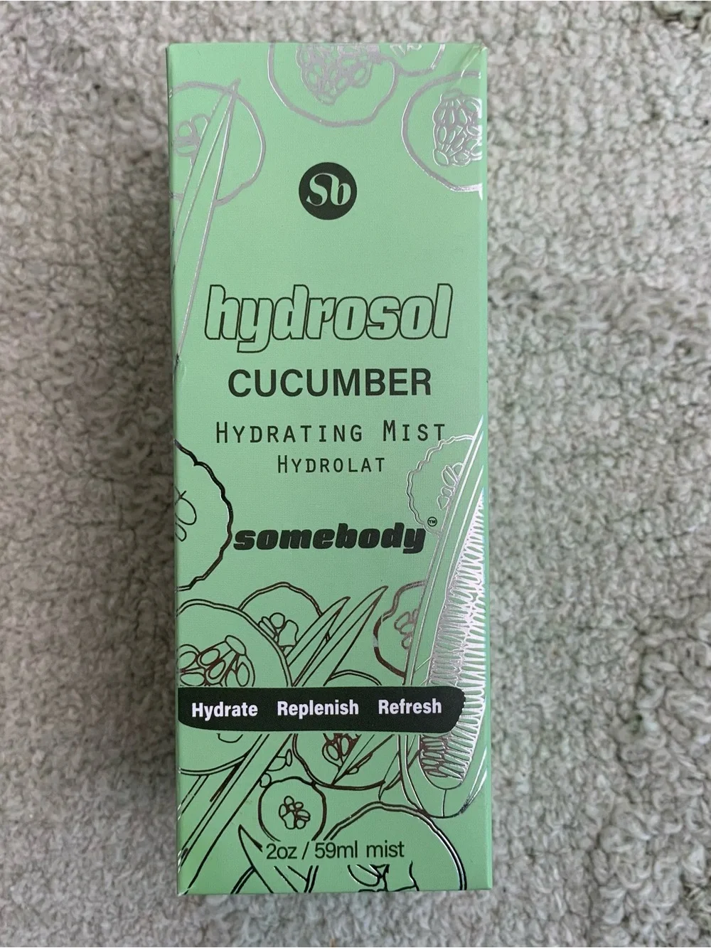 Somebody Hydrosol Cucumber Hydrating Mist in a 2 oz (59 ml) size